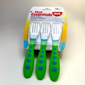 NUK First Essentials Kiddy Cutlery Forks 3 Pack Green BPA Free 18 Months+